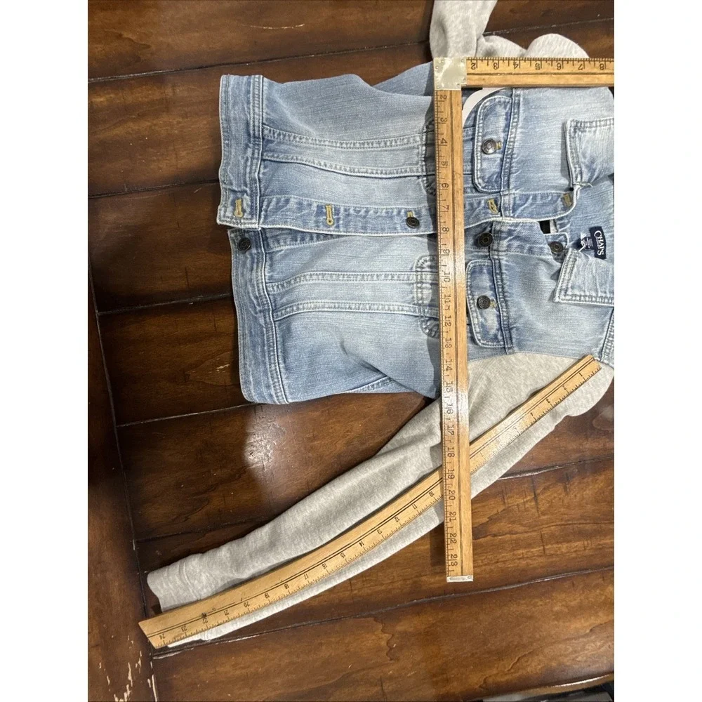 Chaps Ralph Lauren Jean jacket with grey sweatshirt sleeves Sz Small